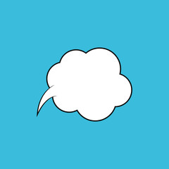 Cartoon speech or think bubble, empty communication cloud. Vector design element.