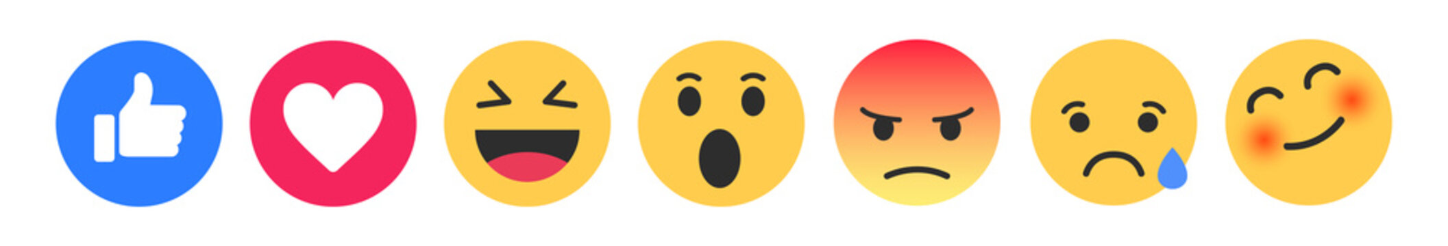Set of cute smiley emoticons, emoji flat design for facebook