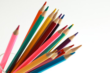  Color pencils isolated on white background.