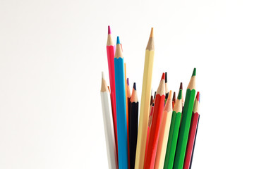  Color pencils isolated on white background.