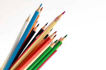  Color pencils isolated on white background.