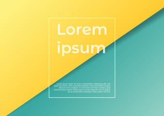 Abstract template paper sheet overlap blue and yellow pastel color background.