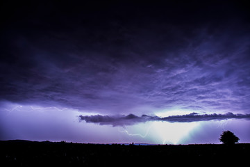 Lightning in Balaguer, Lleida, Catalonia, Spain
