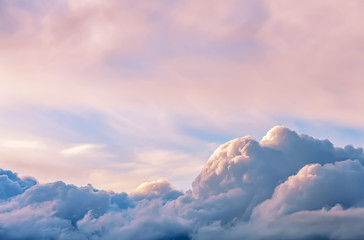 beautiful cumulus clouds at sunset, sunrise. fabulous