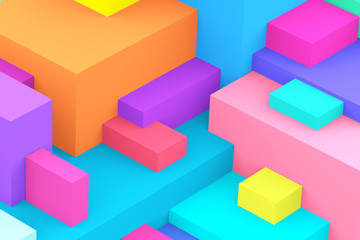 Fototapeta premium Abstract geometric cubic colorful background. isometric 3d render.