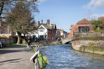A river walk in Winchester, Hampshire, UK