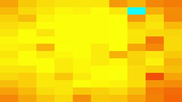  yellow and orange mosaic animated pixelated gradient background in motion, colorful Pixelated Digital Screen with a Random Changing Pattern Backdrop. 4K High Definition Video.