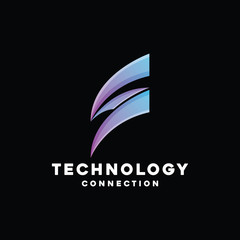 Technology Logo Design Vector. Media Symbol and App emblem icon for company.