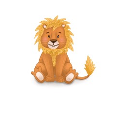 Illustration for children. Cute lion.