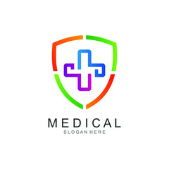 Obraz premium Medical with cross and shield logo