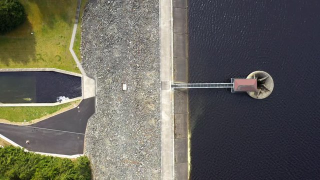 The Lucina Reservoir on Mze River is  hydroelectric dam in Western Bohemia. Aerial view to important source of sustainable energy and drinking water in Czech Republic.