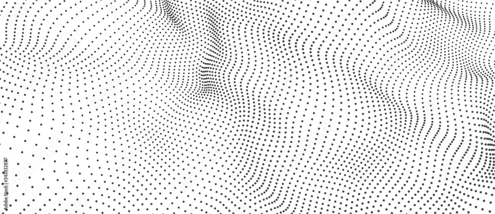 Poster vector abstract white futuristic background. big data visualization. digital dynamic wave of particl