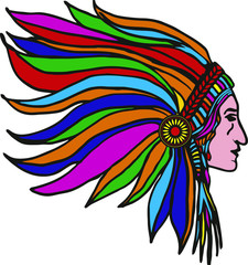 Native american indian print embroidery graphic design vector art