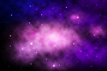 Space galaxy background with shining stars and nebula, Vector cosmos with colorful milky way, Galaxy at starry night, Vector illustration