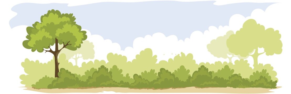 Abstract landscape -- park.  Watercolor vector illustration, background with trees and bushes.