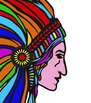 Native american indian print embroidery graphic design vector art