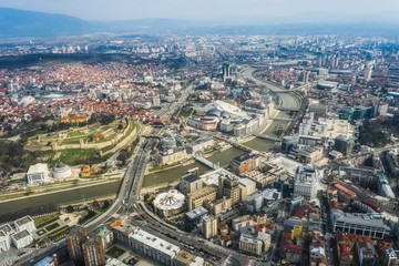 Fototapeta na wymiar Aerial view of Skopje, North Macedonia
