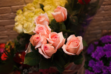 Roses flowers and beautiful blur bouquet background