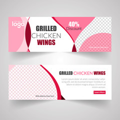 Naklejka premium Food & Restuaruant Concept web Bannar Design Template. 