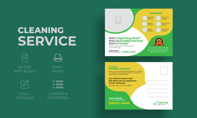 Cleaning Service Postcard Template | Creative Modern  Postcard Template for Cleaning Service Company