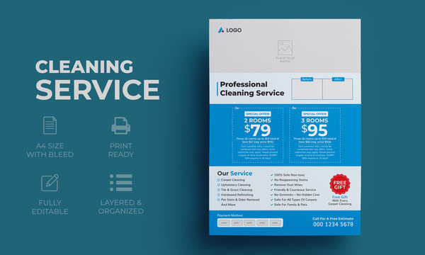 Cleaning Service Flyer Template | Cleaning Service Poster, Brochure Cover Design