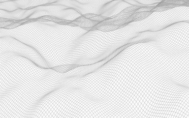 Abstract landscape on a white background. Cyberspace grid. hi tech network. 3d illustration