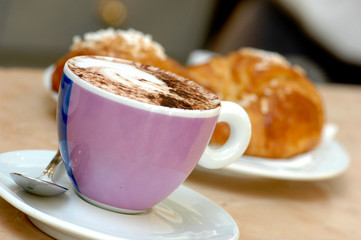 Itallian breakfast Cappuccino coffee  and cakes