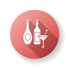 Wine and spirits red flat design long shadow glyph icon