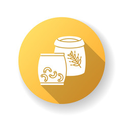 Grain and pasta yellow flat design long shadow glyph icon