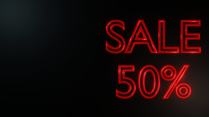 Abstract sale 50% text on 3d rendering, 3d illustration for background.