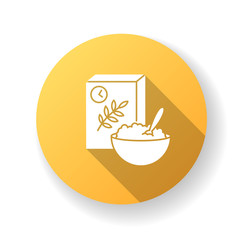 Breakfast and cereal yellow flat design long shadow glyph icon