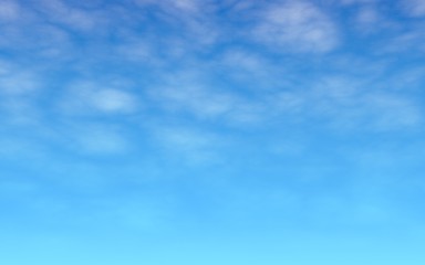 Blue sky background with white clouds. Cumulus white clouds in the clear blue sky in the morning. 3D illustration