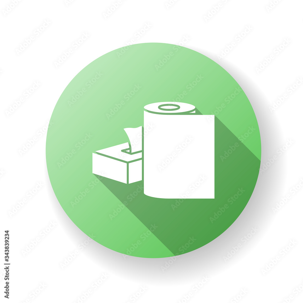 Sticker paper products green flat design long shadow glyph icon