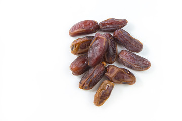 dried dates fruits isolated on white background