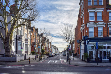 Fototapeta na wymiar Quiet streets of Clapham Common, London, UK