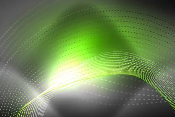 Abstract particles, wave background, neon motion techno design