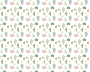 Isolated on white vector seamless pattern with autumn falling leaves