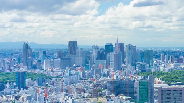東京　高層ビル群　タイムラプス