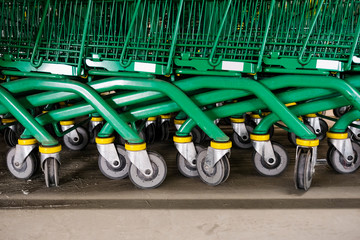 Fototapeta na wymiar shopping carts in a row