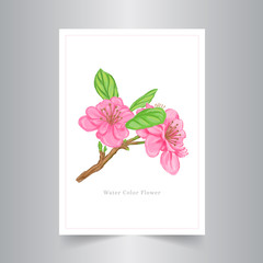 Water color Floral Illustration Vector.Wedding vector invite card Watercolor designer element set.