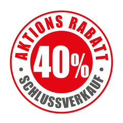 Rabatt Button Stempel 40%