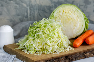 Fresh young shredded cabbage