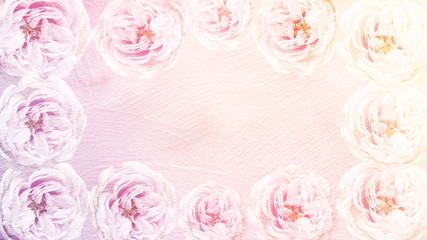 ฺBeautiful pink Roses flower in mulberry paper with pastel tones for background