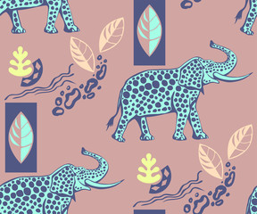Vector background hand drawn elephant. Hand drawn ink illustration. Modern ornamental decorative background. Vector pattern. Print for textile, cloth, wallpaper, scrapbooking