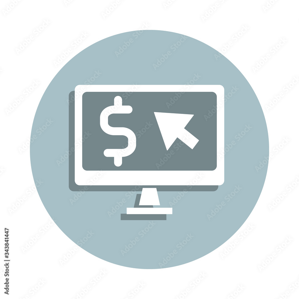Poster pay per click badge icon. simple glyph, flat vector of seo and development icons for ui and ux, webs