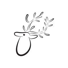 Deer head silhouette isolated on white background