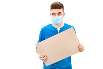 Young Man in Flu Mask