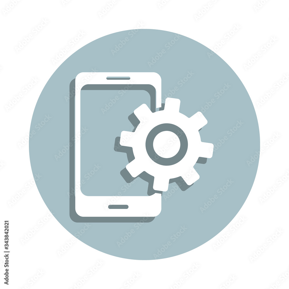 Poster mobile phone seo badge icon. simple glyph, flat vector of seo and development icons for ui and ux, w