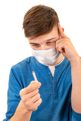 Young Man in Flu Mask