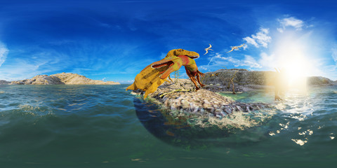 Dinosaurs Jurassic prehistoric scene 3d rendering © satori